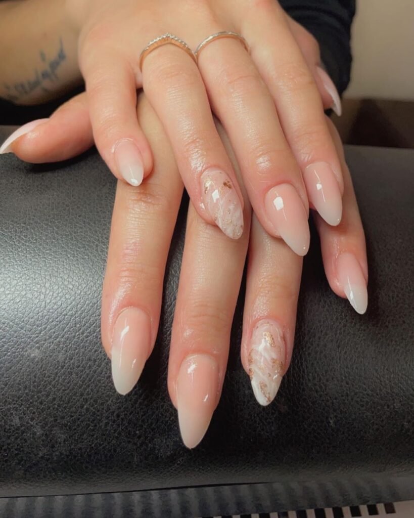 Rose Gold Almond Nails
