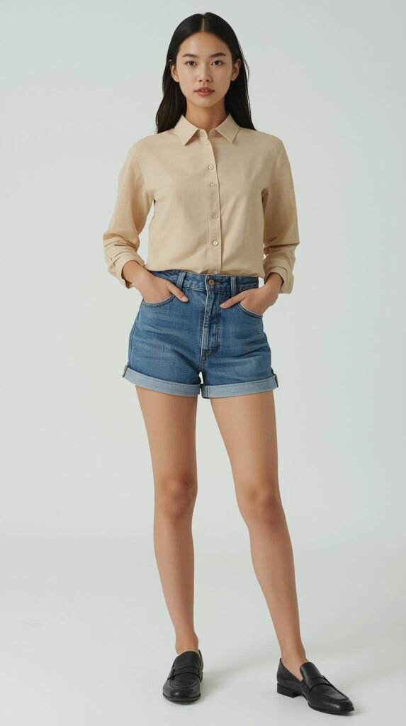 Button-Up Shirt & Loafers