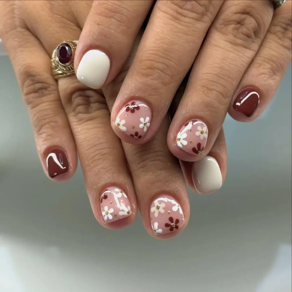 Autumn Botanical Outline Nails
