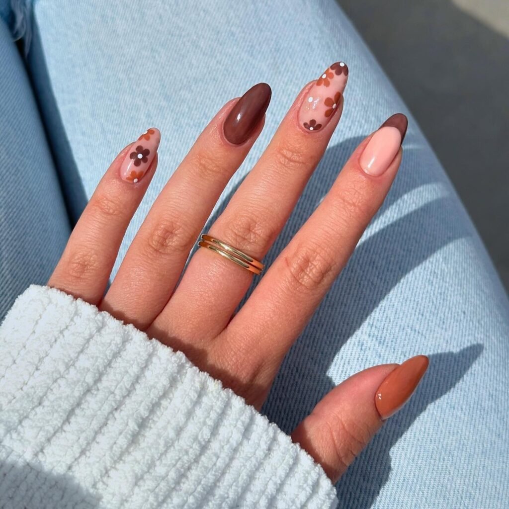 Autumn Leaf Outline Nails