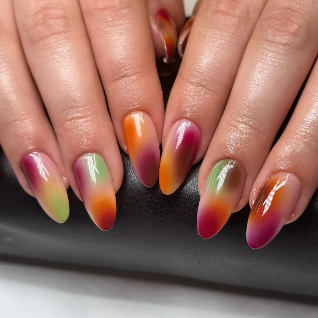 Autumn Watercolor Nails
