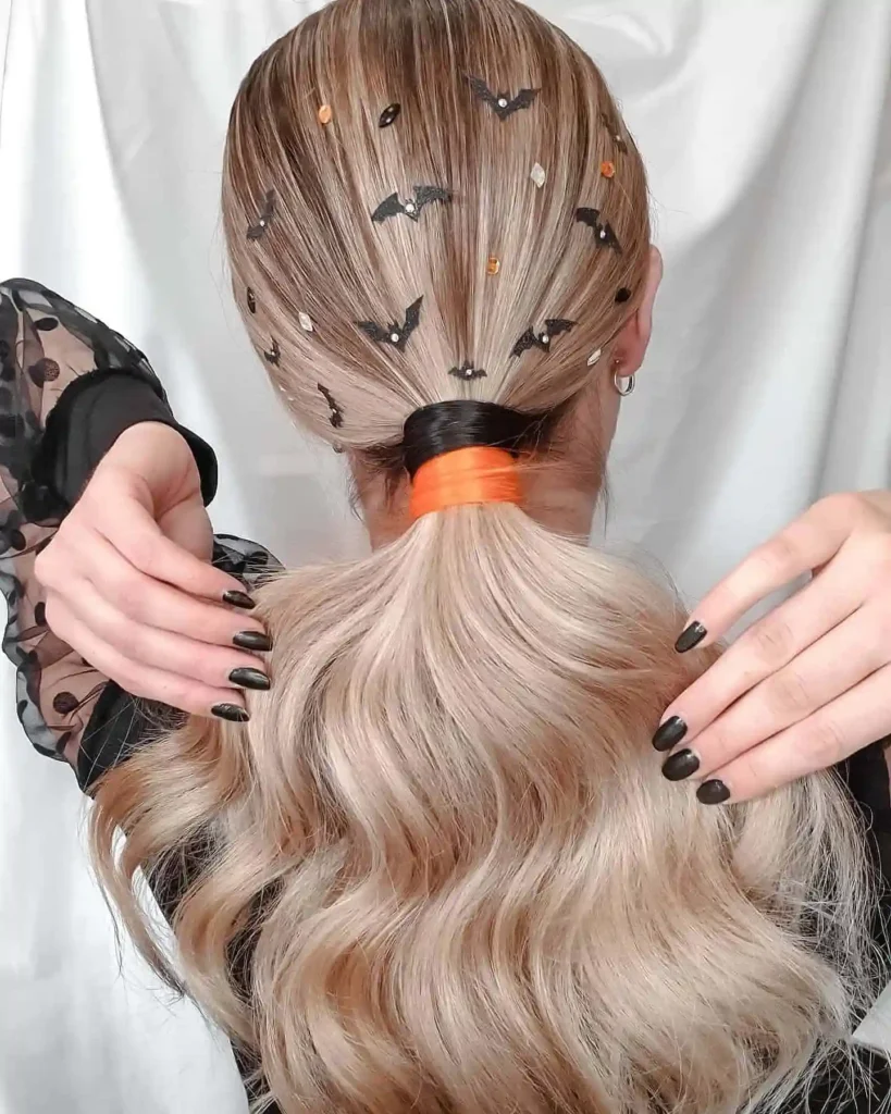 Bat-Inspired Halloween Ponytail Hairstyle