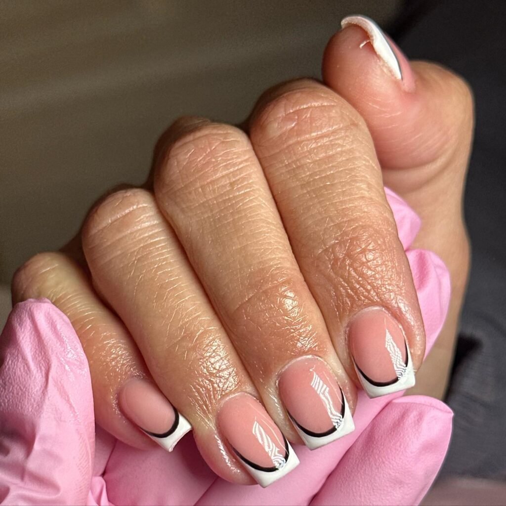 Black and Cream French Tip
