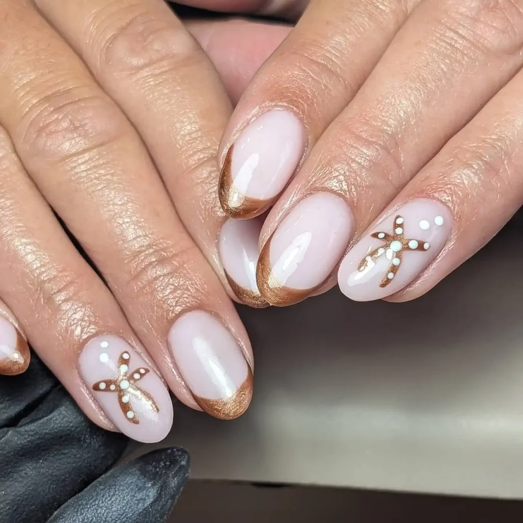 Bronze Foil French Manicure