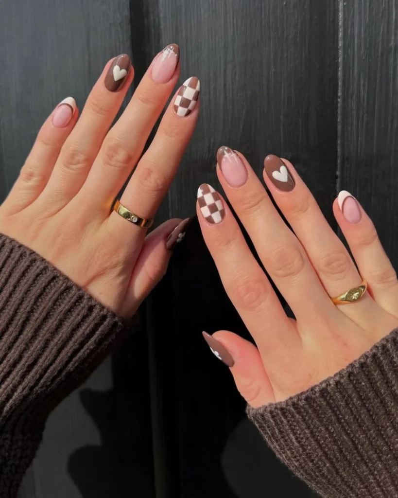 Brown French Almonds with Checkerboard