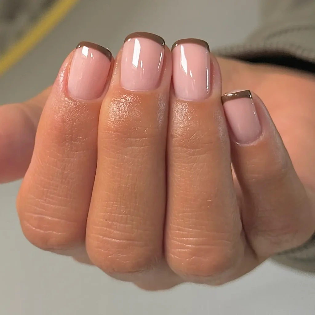 Brown French Tip Nails