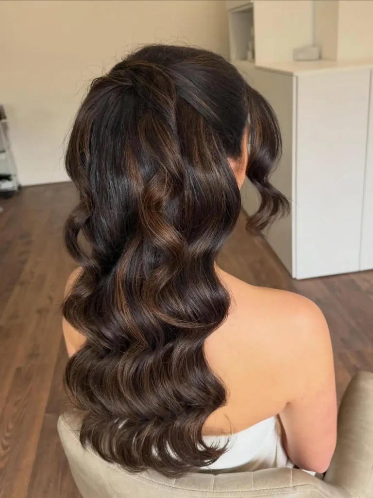 Brunette Highlighted Half-Up Twist