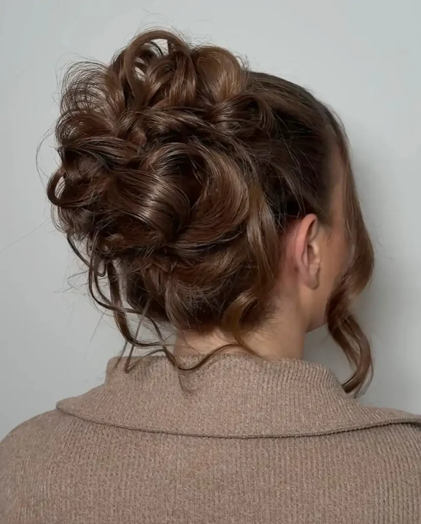 Brunette Highlighted Messy Bun