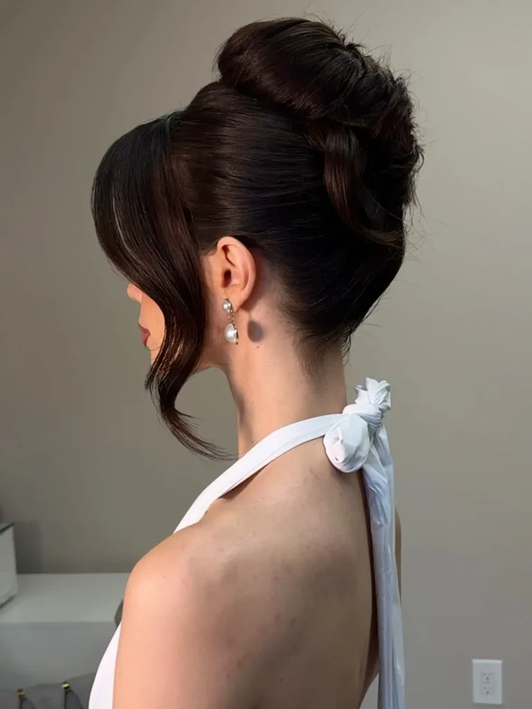 Brunette Highlighted Twisted Updo
