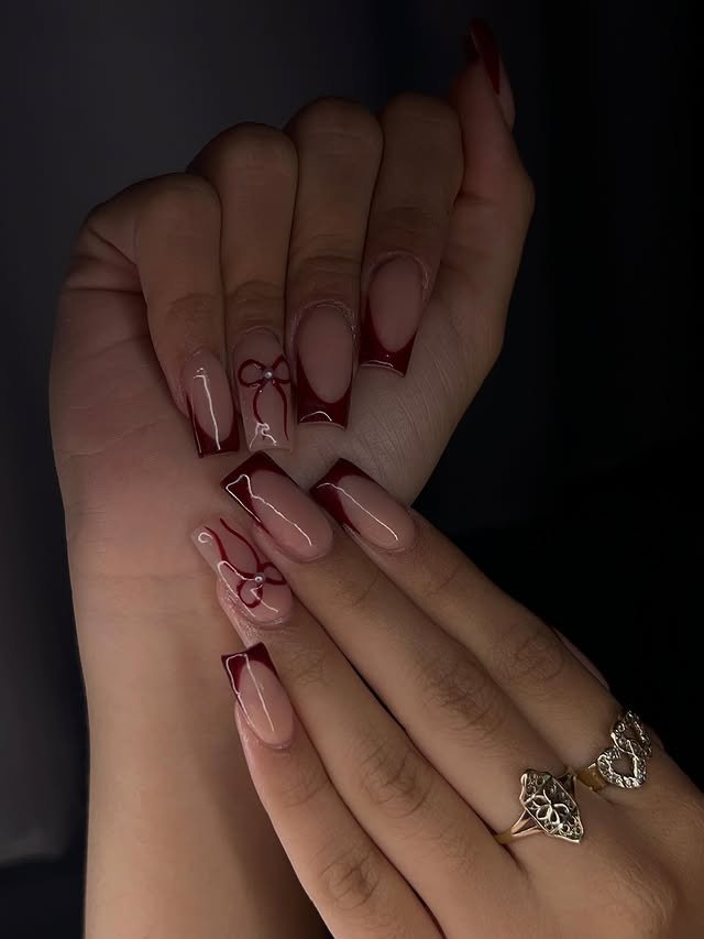 Burgundy Bow Details
