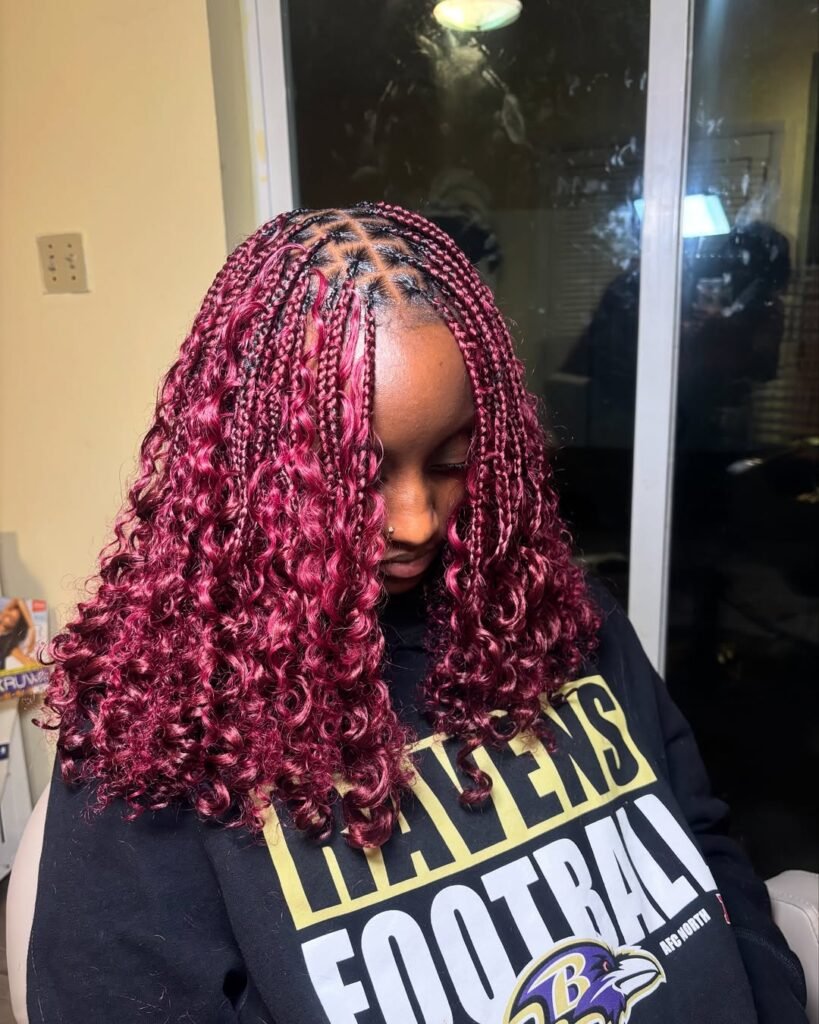 Burgundy Box Braids