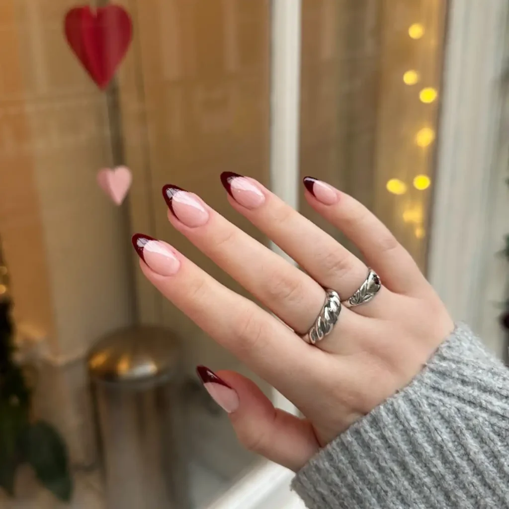Burgundy Glass French Tips