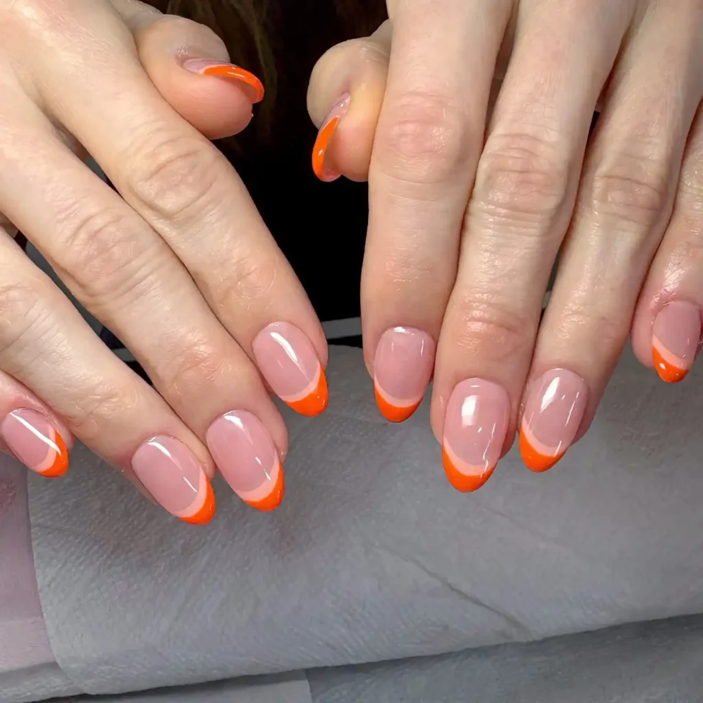 Burnt Amber Micro French Nails