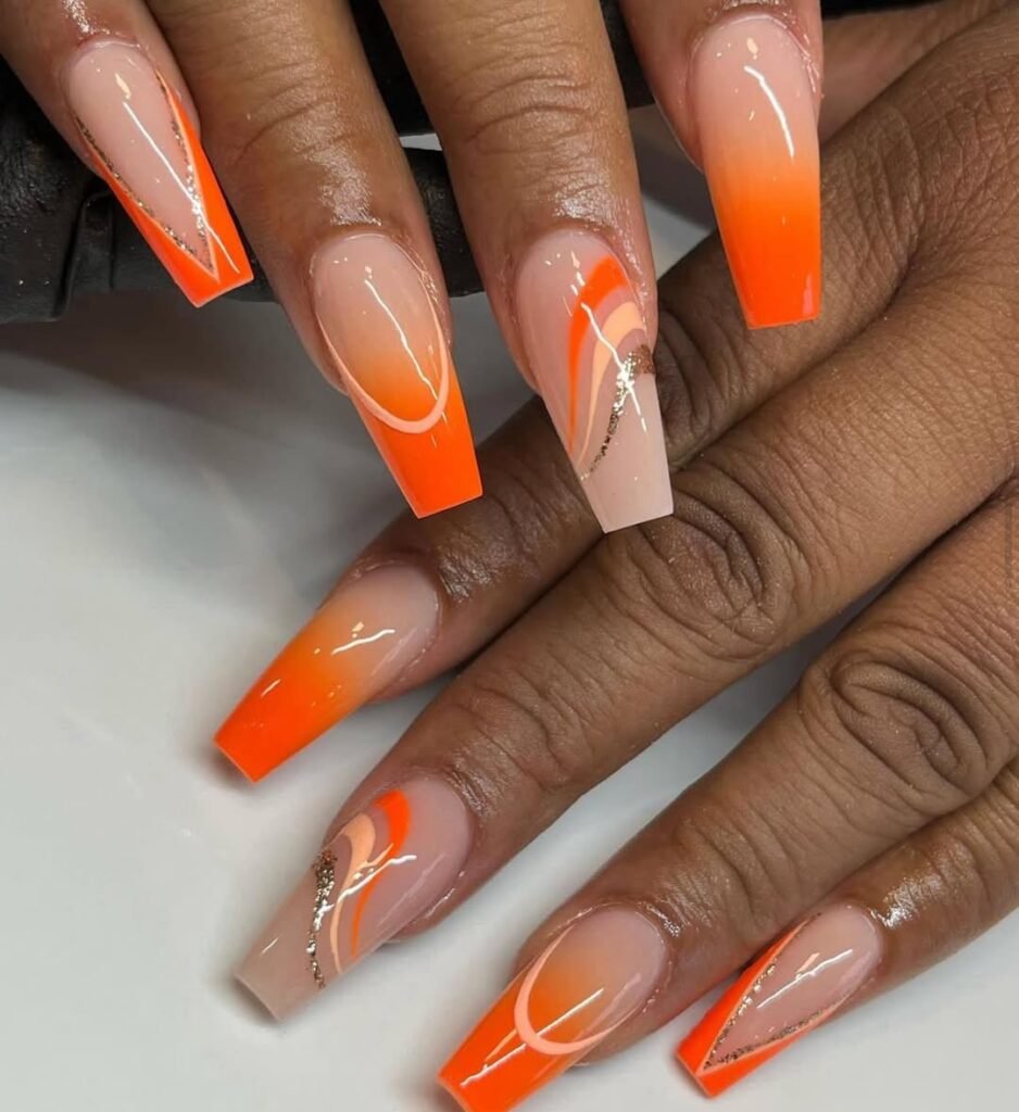 Burnt Orange Half-Dip Nails