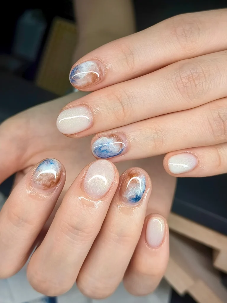 Caramel Marble Nails
