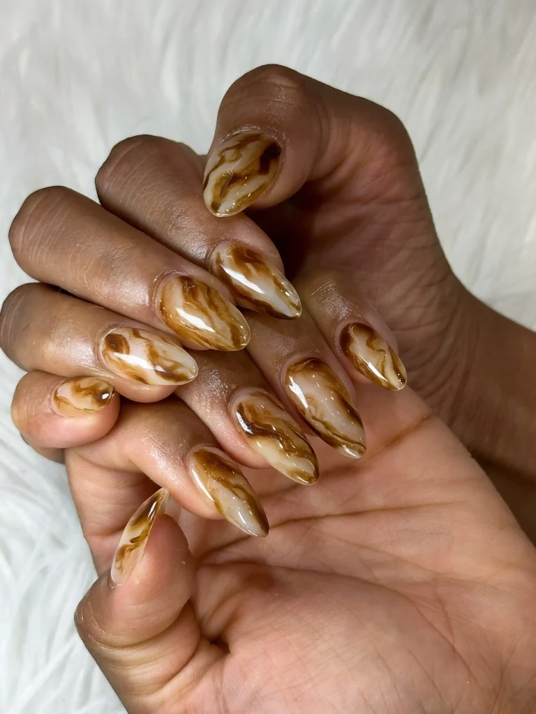 Caramel Marble Nails
