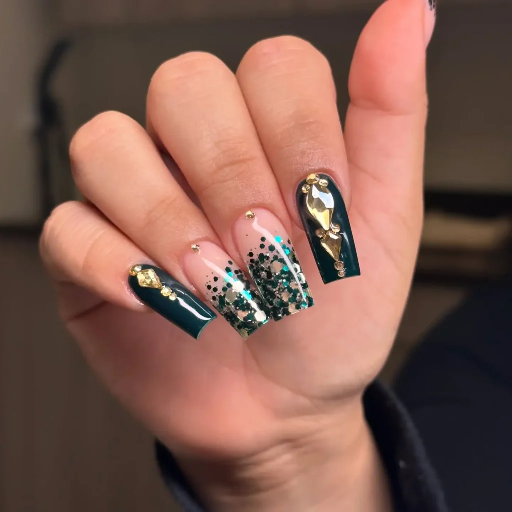 Champagne Glitter Nails