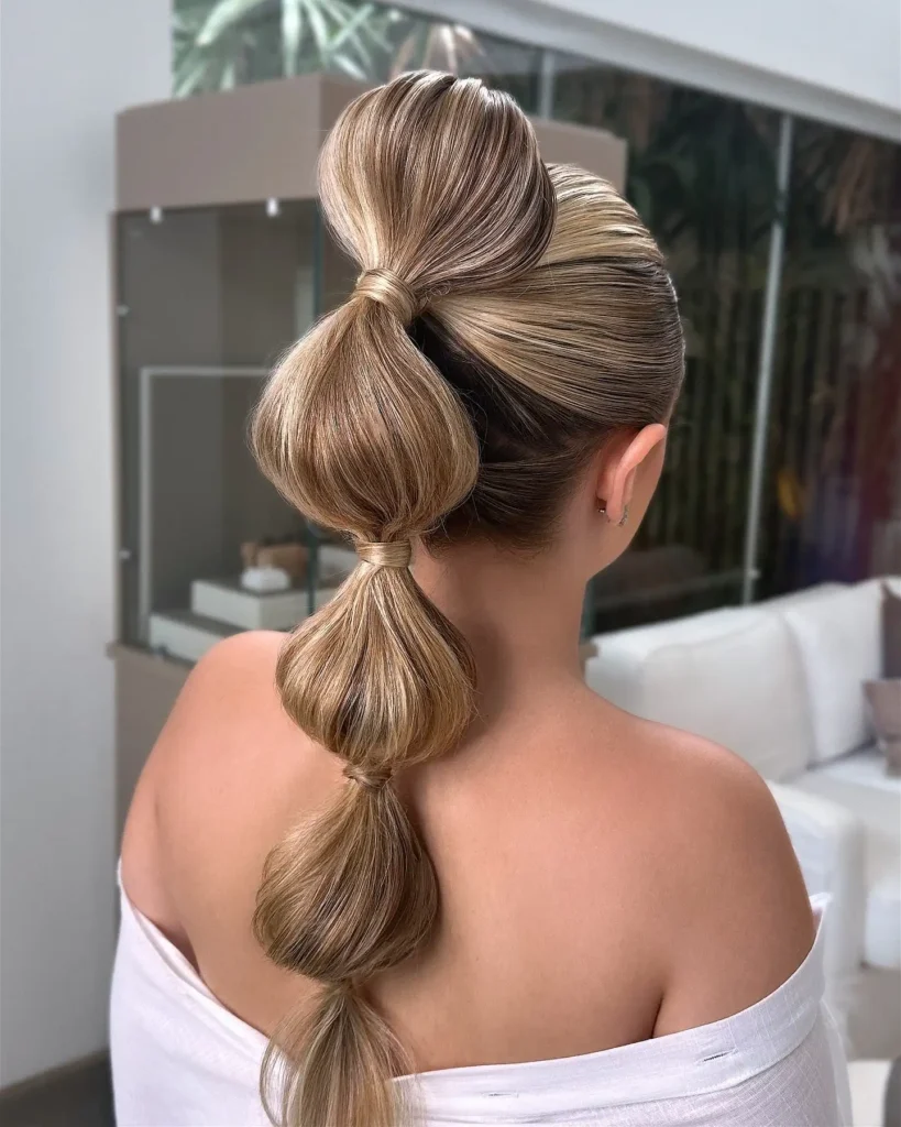 Chestnut Highlighted Bubble Ponytail
