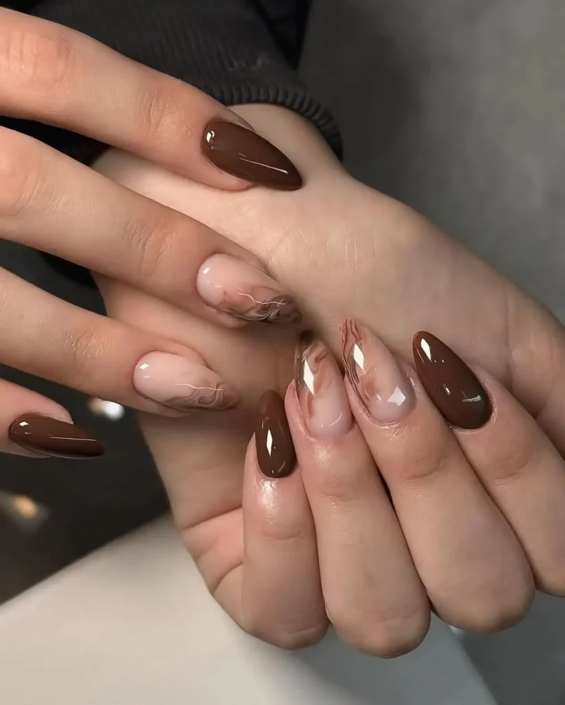 Chocolate Marble Nails
