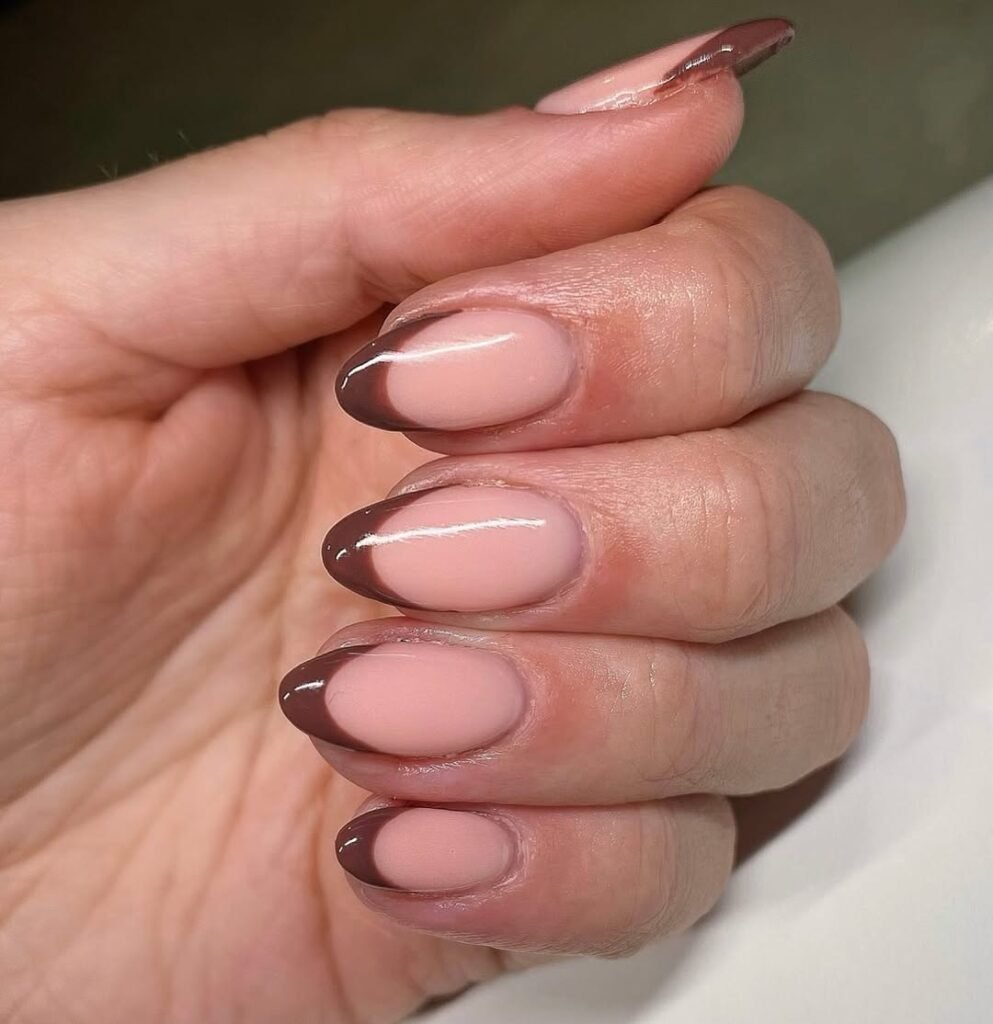 Chocolate Velvet French Nails