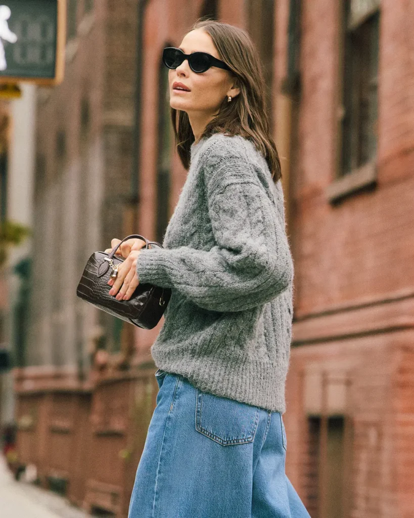 Chunky Knit Sweater with Straight-Leg Jeans