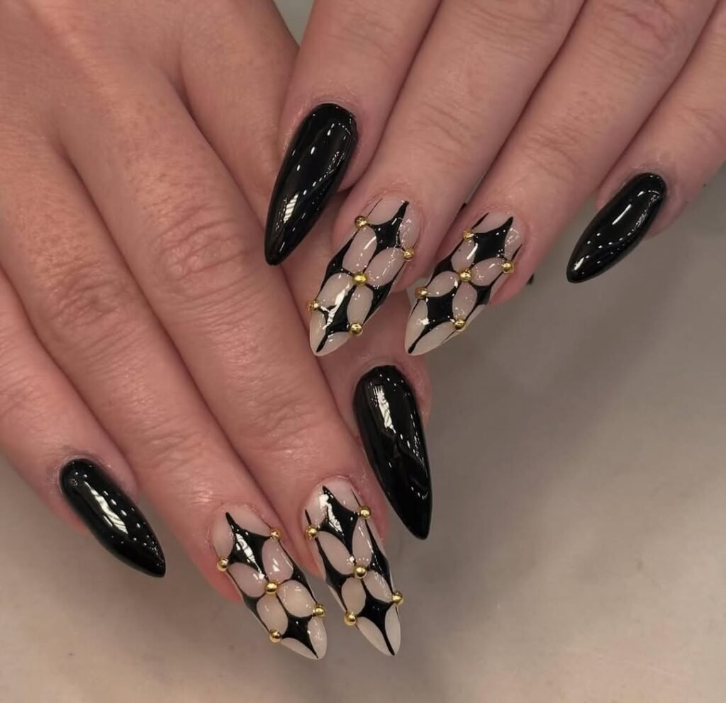 Cinnamon Checker Accent Nails