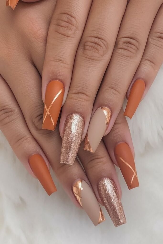 Cinnamon Side-Swipe Nails