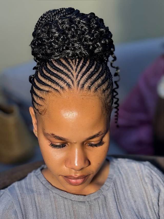 Cornrow High Bun