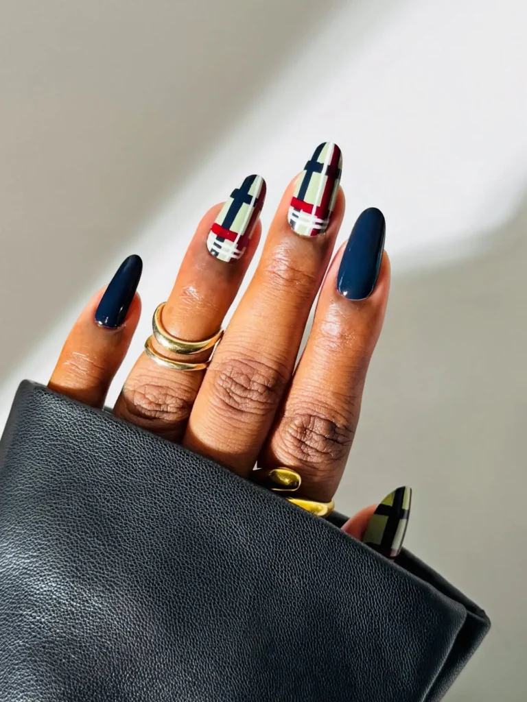 Cozy Plaid Fall Nails