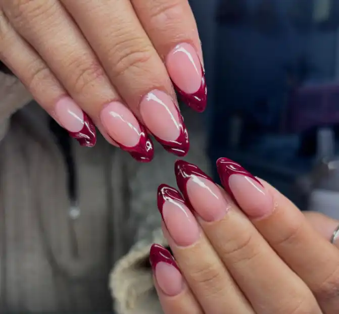 Cranberry Glazed French Nails
