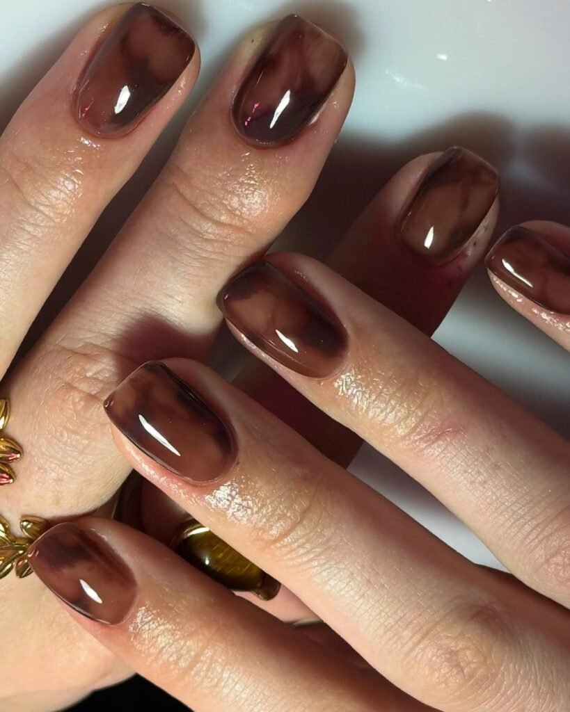 Espresso Marble Micro Nails