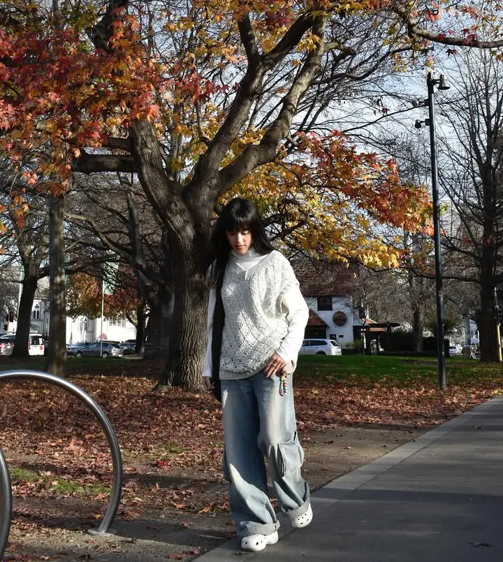 Espresso Mock Neck Sweater with Barrel Jeans