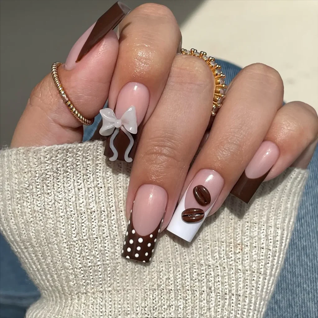 Espresso Ribbon Nail Art