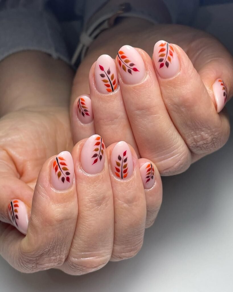 Falling Leaves Nail Art