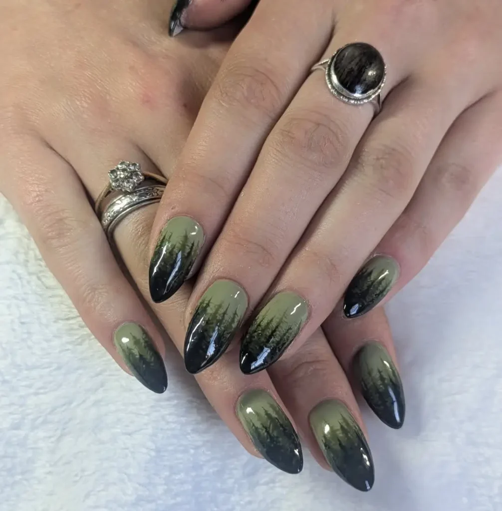 Forest Green Fall Nails