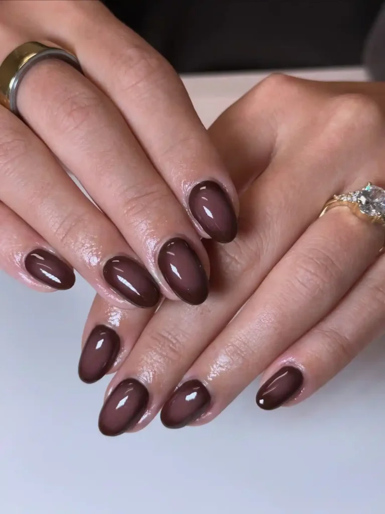 Frosted Cocoa Aura Nails