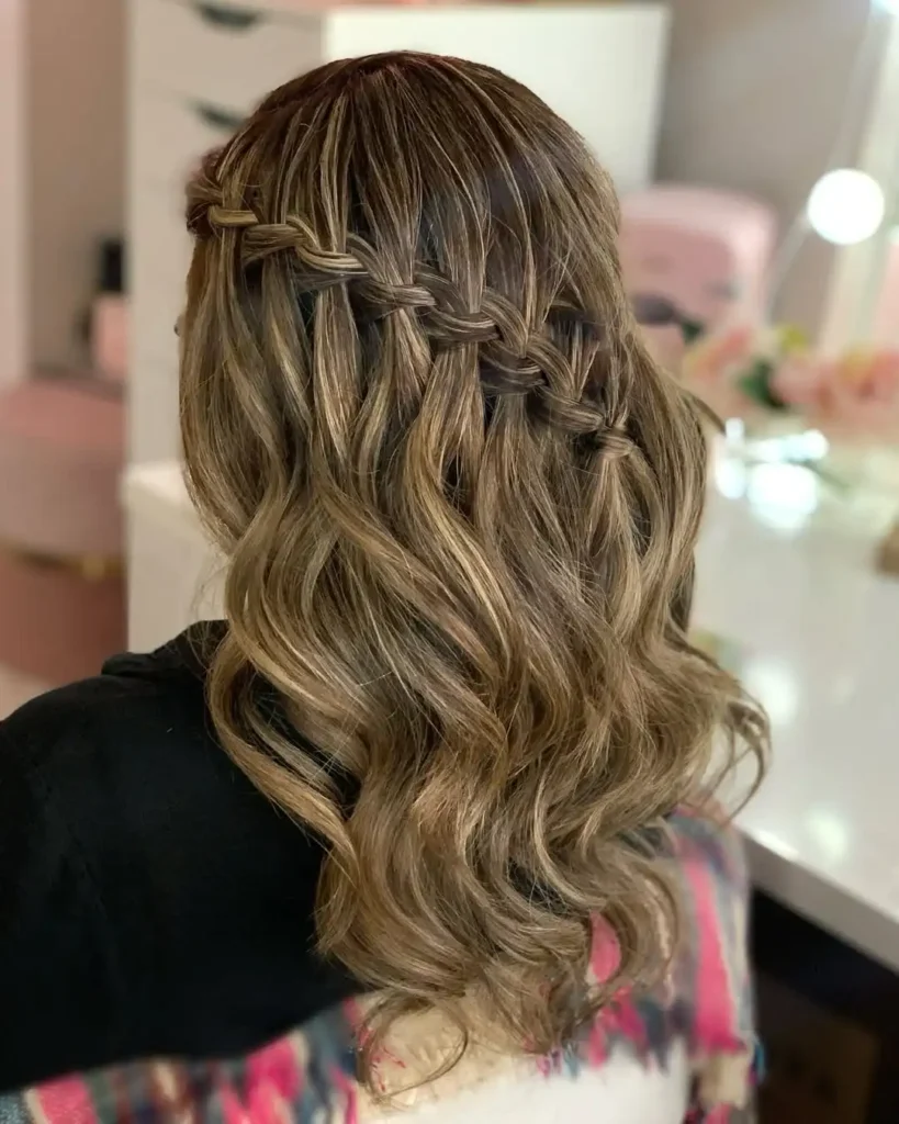 Glossy Waterfall Half-Up Hair