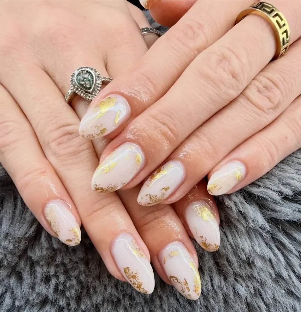 Golden Fall Foil Nails