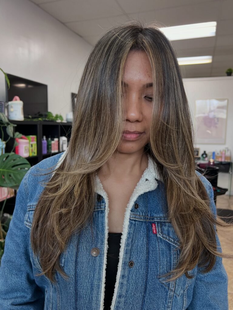 Honey Balayage Bottleneck Cut