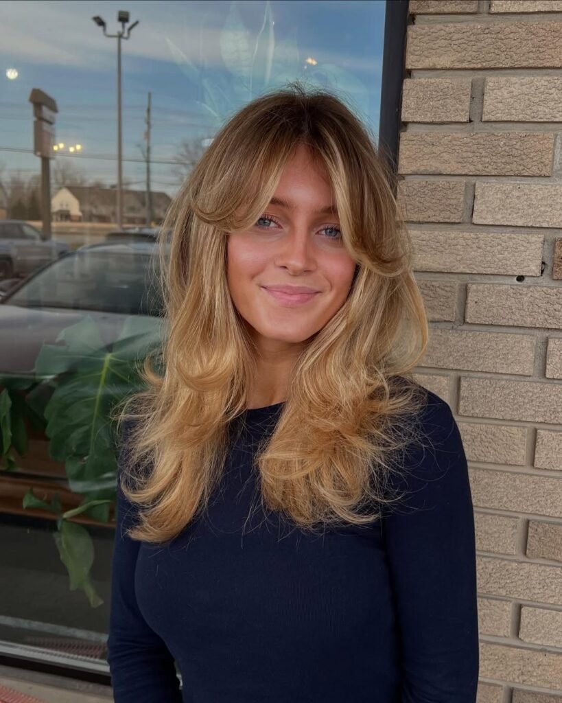 Honey Balayage Curtain Waves