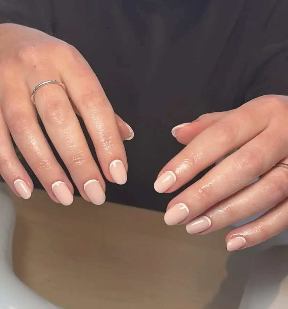  Honey Beige Reverse French Nails
