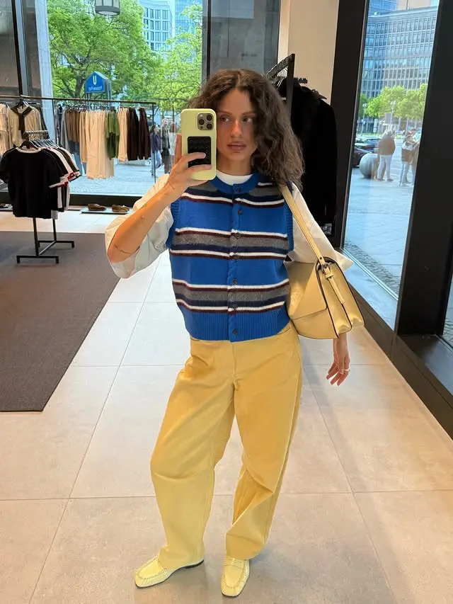 Knit Polo Sweater with Corduroy Trousers
