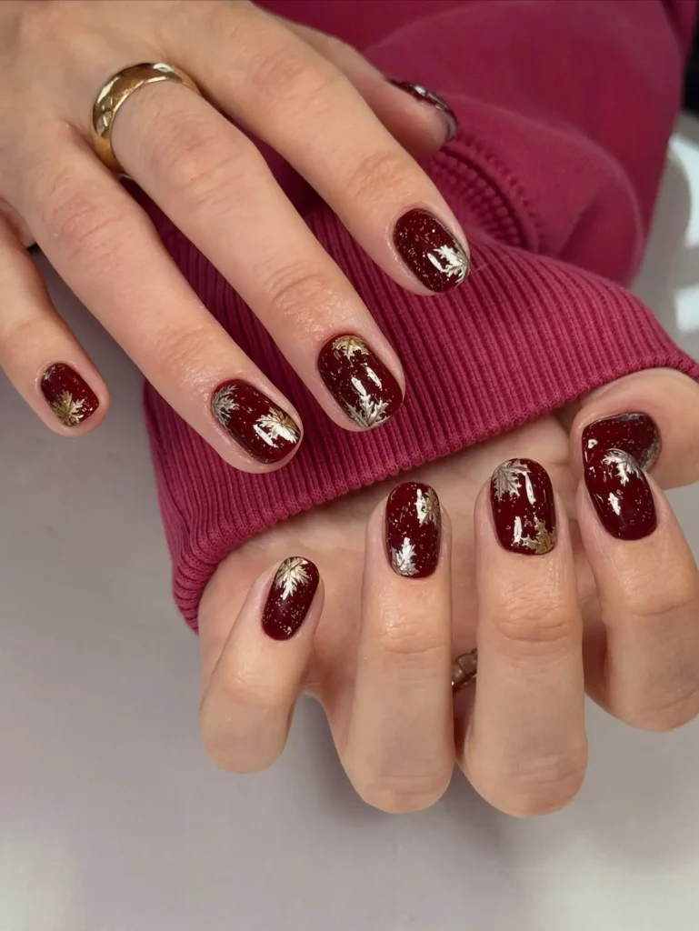 Maple Leaf Accent Nails