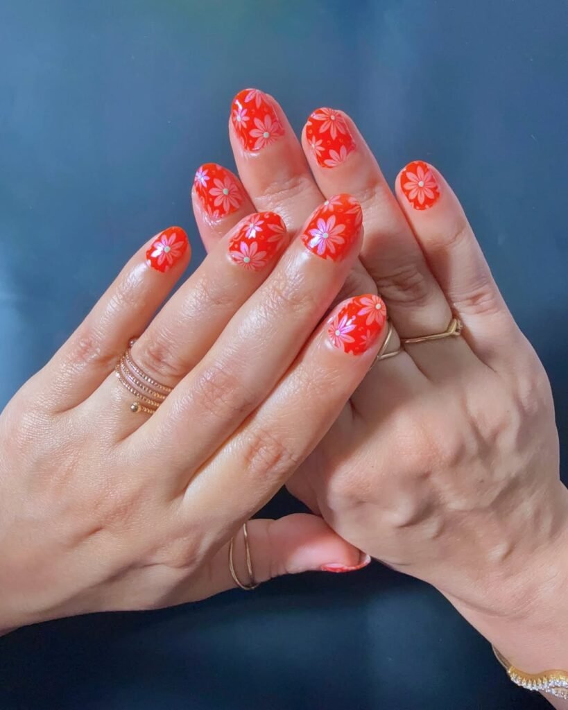 Maple Leaf Negative Space Nails