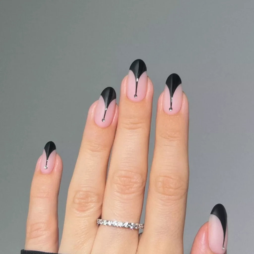 Matte Black Art Deco Nails
