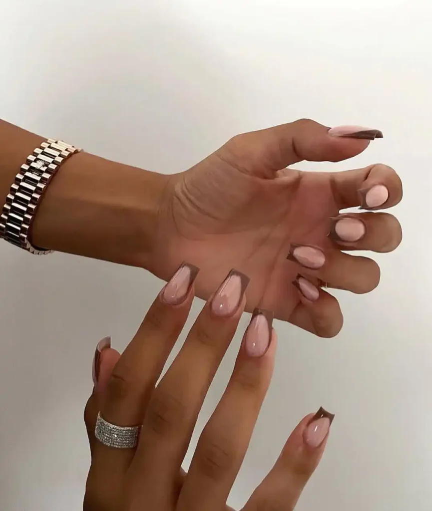 Matte Chestnut French Tips