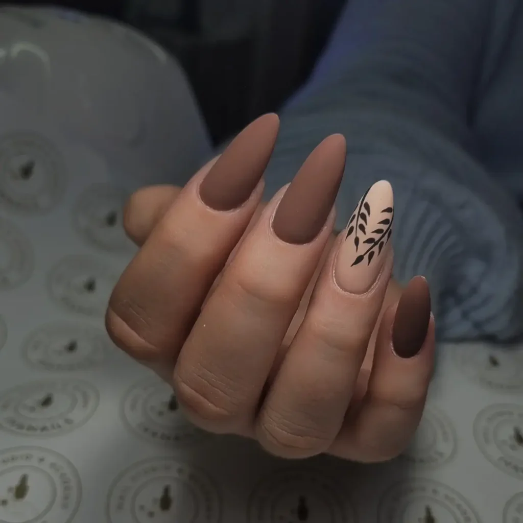 Matte Cinnamon Nail Design