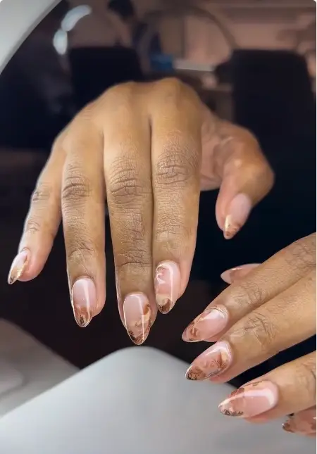 Matte Mocha Swirl Nails