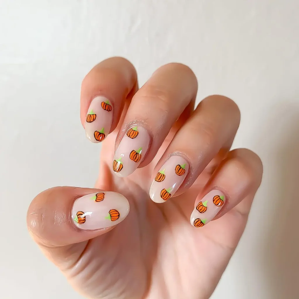 Matte Pumpkin Nail Design