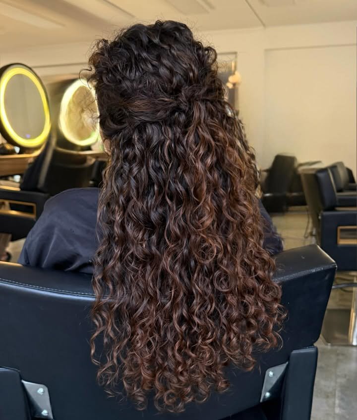 Mocha Brown Half-Up Curls